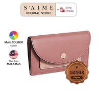 【Ready Stock】S'AIME Authentic Leather Mini Wallet With Card Holder 真皮精小卡片短夹
