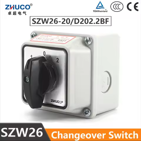 ZHUCO SZW26/LW26-20 20A 3 Position 2 Pole 8 Screw Selector Changeover Rotary Cam Switch With Waterpr