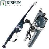 KISFUN Fishing Rod, 131cm Telescopic Fish Pole Reel Combo, Mini with Fishing Line Foldable Portable 