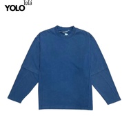 YOLO เสื้อสเวตเตอร์ OVERSIZE เสื้อสเวตเตอร์โอเวอร์ไซส์ คอกลม เสื้อคอตตอน แนวสตรีท 24008