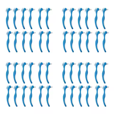 48 Pack Denture Brush Hard Denture Cleaning Brush False Teeth Brush Toothbrush