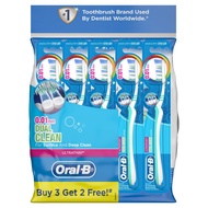 Oral-B UltraThin Dual Clean (Extra Soft) Manual Toothbrush (5 Counts) - PolyBag