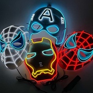 Glowing Marvel Spider-Man Mask Iron Man Hulk Captain America Marvel Movie Cold Light Toy Props