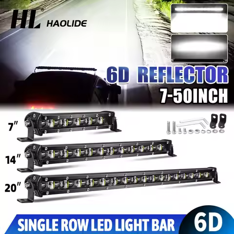 HL 6D Lens Super Slim Led Light Bar 7inch 14inch 20inch For Car Tractor Suv Truck Boat 4WD 4x4 Offro