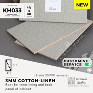 3mm Cotton Linen 3D PVC 1-side laminated plywood (4ft x 8ft) | KH033 | Papan kayu DIY | Kiam Hing