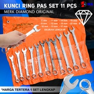 Key 11 pcs Diamond Combination Spanner Set 11pcs 8-22 Complete Ring Spanner Set 8-24 mm (11 Pcs) Dia