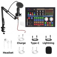 48V Cross-Border English DJ18 Live Sound Card Full Set Mobile Phone Sound Card Live Singing Dedicate