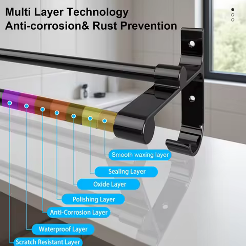 Bathroom Hand Towel Rack Towel Holder Wall Mount No Drill Mount 40/50cm Towel Bar Aluminium Double B