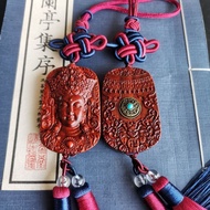【Shipment within 24 hours‌】Gaya Etnik Loket Buddha Kayu Merah Kayu Ukiran Dewi Tara Kalung Kayu Soli