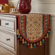 American Retro Table Runner Table Cloth Long Light Luxury Decorative Cloth Tassel Bed Runner High-En