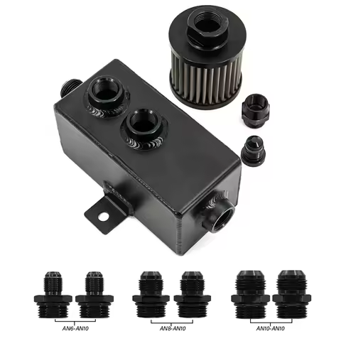 Universal Car 1L Aluminum Oil Catch Can Tank Fuel Tank With Breather Filter Drain With AN6/8/10 Fitt