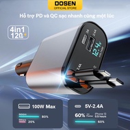 DOSEN Pro 4 trong 1 Loại kính thiên văn Tẩu Sạc Ô Tô Hỗ Trợ Sạc Nhanh 120W D5 Tẩu Sạc Xe Hơi 12V-24V
