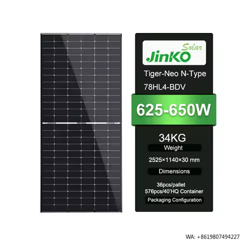Jinko JKM625-650N-78HL4-BDV Solar Panel 630W Best Selling Photovoltaic Modul 625W 650W 635W High Eff