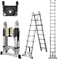 PUPUKM Telescoping Ladder A Frame,16.5 Ft Compact Aluminum,Portable RV Ladder for Outdoor Camper Ste