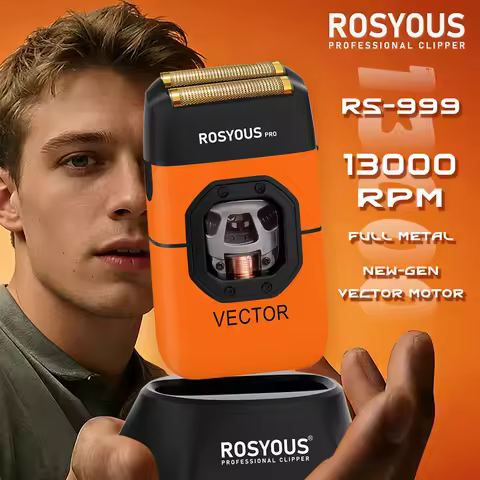 ROSYOUS RS-999 Men's Shaving Machine Magnetic Vector Motor Full Metal 13000RPM with Base Charger Pro