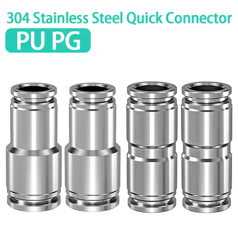 10Pcs 304 Stainless Steel Pneumatic Fitting PU Straight PG Reducer Quick Connector 4 6 8 10 12mm Air