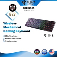 ONIKUMA G29 Wireless Bluetooth Type-C Wired 3 Mode Mechanical Keyboard 60% Compact 69 Keys RGB Backlit Gaming Keyboard