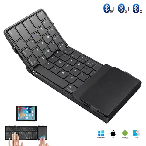 BOW Foldable Bluetooth Keyboard with Touchpad/Numberic Pad Portable Rechargeable Folding Wireless Ke