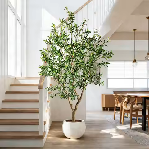 6Ft / 7Ft / 8Ft Large Faux Artificial Olive Tree Lifelike Tall Decorative Plant For Home & Outdoor D