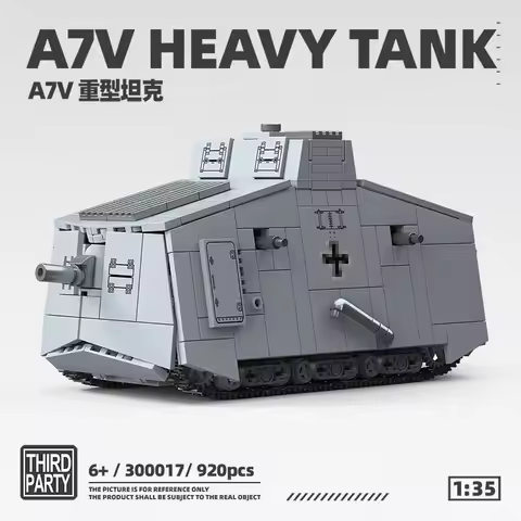 920PCS A7V Heavy Tank Building Blocks – 1:35 Scale Sturmpanzerwagen Military Bricks Model, Desktop D