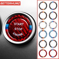 Car Interior Decoration Carbon Fiber Car Engine Start Stop Ignition Button auto sticker Trim key Ring For BMW E90 E92 E9