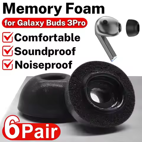 3-6Pairs Memory Foam Eartips for Samsung Galaxy Buds 3 Pro Eartip Soft Earplugs Anti-Slip Earbuds Ea