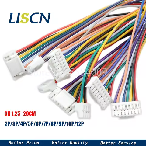 10Pcs Micro JST GH 1.25 2P 3P 4P 5P 6P PIN Male Female Connector With Wire 20cm Cable 200mm GH1.25 S