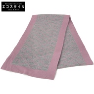 Gucci 421068 灰色 x 粉紅色羊毛 GG 圍巾 [二手]