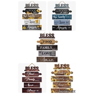 5 Pieces Kitchen Wood Wall Hanging Plaque Sign For Home Decor,Farmhouse Bless The Food Before Us Sig