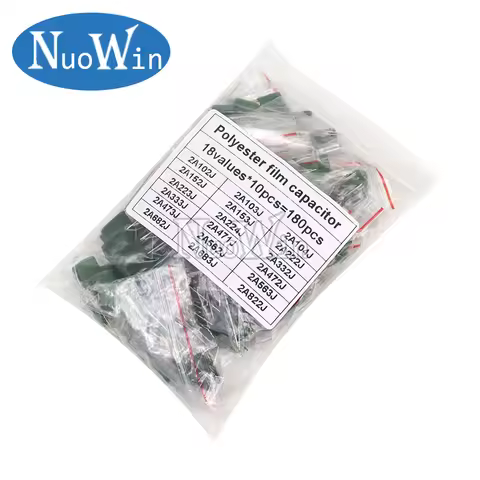180pcs=18value*10pcs Polyester film capacitor Assorted Kit contains 2A104J 2A332J 2A472J 2A103J 2A33