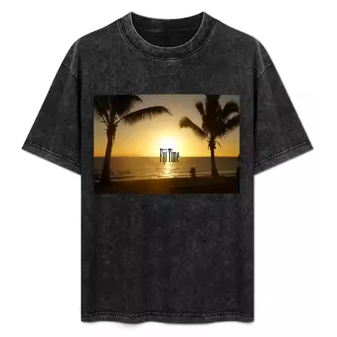 Fiji time T-Shirt Retro Style Print Casual Top