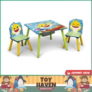 [sgstock] Baby Shark Kids Table and Chair Set with Storage (2 Chairs Included) - Ideal for Arts &amp; Crafts, Snack Time, Ho
