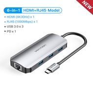 Vention USB หลายพอร์ตชนิด C ถึง USB 3.0 4K HDMI VGA การ์ดความจำ PD RJ45 3.5มม. สัญญาณเสียงอุปกรณ์เพิ