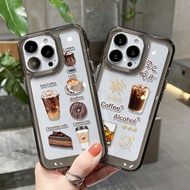 Compatible for IPHONE 6S 7 8 PLUS X XS XR 11 12 13 14 15 MAX PRO coffee beans pattern transparent Ac