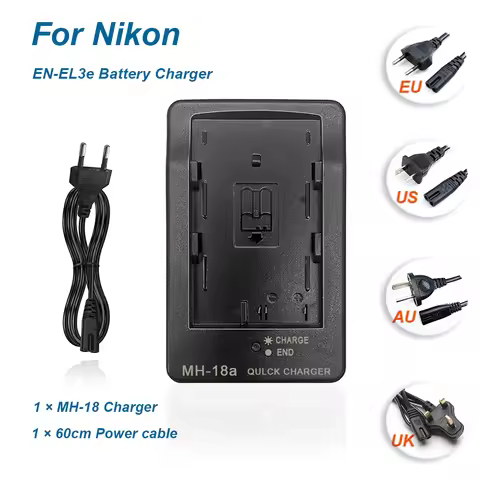 MH-18 Battery Charger for Nikon EN-EL3 EN-EL3E EN-EL3A Battery-Compatible with D50 D70 D100 D80 D200