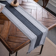 2/4/6/8 Seater 4 Color For Choose American Village Style Two-color Woven Tassels Table Runner Natura
