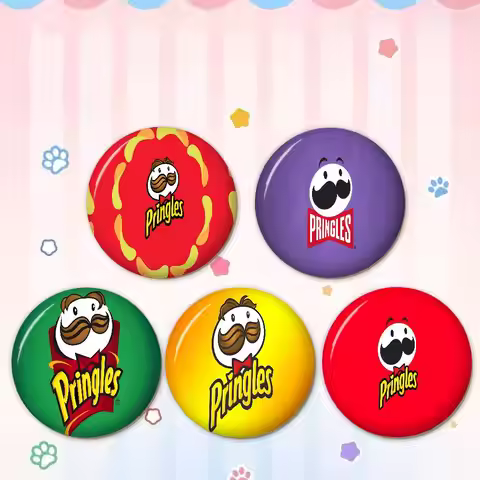 Fashion P-Pringles L-LLC 32/44/58mm Round Cartoon Brooches Handmade Pins for Backpack Jewelry Access
