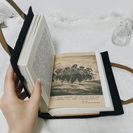 A5 Portable Canvas Book Cover Perforated Handbag Canvas Book Bag/Subway Train Travel Reading Essenti