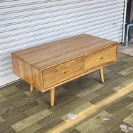 โต๊ะกลาง 4 ลิ้นชัก 2 ด้าน โต๊ะห้องนั่งเล่น ไม้สักแท้ WOOD STORY