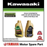 (100% ORIGINAL) KAWASAKI FULLY SYNTHETIC TORQ R7 4T 10W-40 SN JASO ENGINE OIL MINYAK HITAM PREMIUM L
