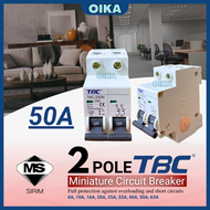 [SIRIM] TBC 2 Pole MCB 6-63 AMP Electric Miniature Circuit Breaker for Home Din Rail Installation