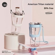 AKS Tritan Large Capacity Cup, Portable Straw Water Bottle, Cute Aesthetic Cup for Women
