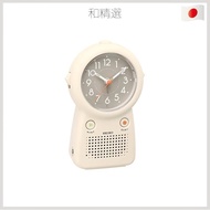 Seiko Clock EF506C SEIKO, an ivory-colored analog alarm clock with a recording and playback function.