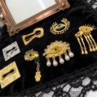 1 pcs Advanced Golden Eye Art Exaggerated Glasses pearl tassel brooch