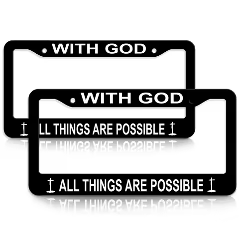 With God All Things Are Possible License Plate Frame Christian Cross Bible Verse Car Licence Plate H