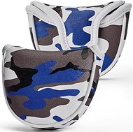 Gbourly Golf Club Blue Camouflage Mallet Putter, Half Mallet Putter Cover Camo Magnetic Center Shaft