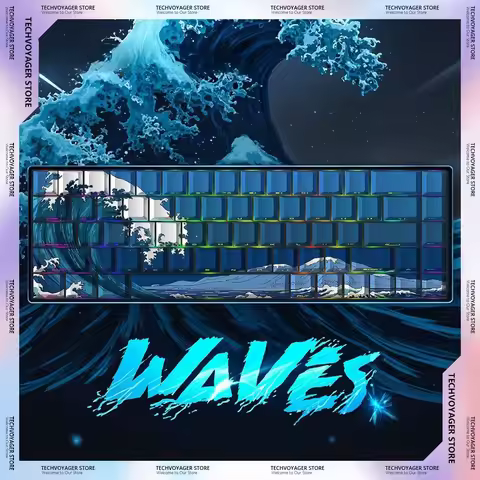 Waves Mechanical Keyboard Keycaps PBT Sublimation Suitable for Madcatz Mad68/ Nightmare /ez63/atk/wo
