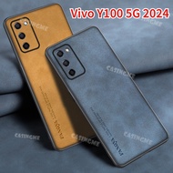 Vivo Y100 5G 2024 Leather Texture Phone Case Sheepskin Leather Casing For Vivo Y100 Y 100 100Y VivoY