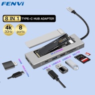 Fenvi 8 in 1 USB Type C HUB พร้อมฟังก์ชั่นจัดเก็บดิสก์ USB C TO SATA SSD HDD แล็ปท็อป Dock Station PC สำหรับ MacBook Pro Air M2 Win10