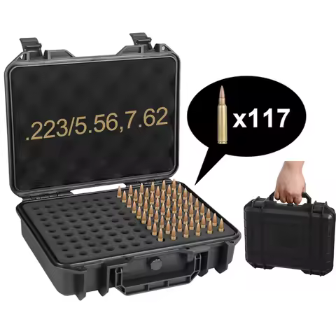 117 Rounds Ammo Box for .223/5.56,7.62 Tactical Bullet Box Locking Ammo Case Bullet Handbag Cartridg
